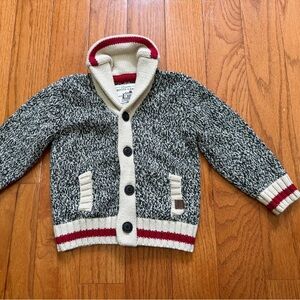 Roots Cabin Baby Shawl Collar Cardigan - Salt & Pepper - 18-24M